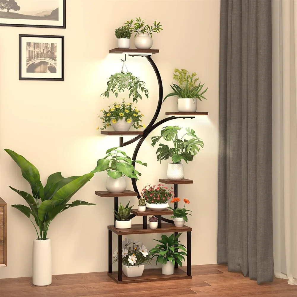 

8 Tier Plant Stand Indoor Multi-Layer Plant Stands With Grow Lights For Indoor Plants Living Room Balcony Patio