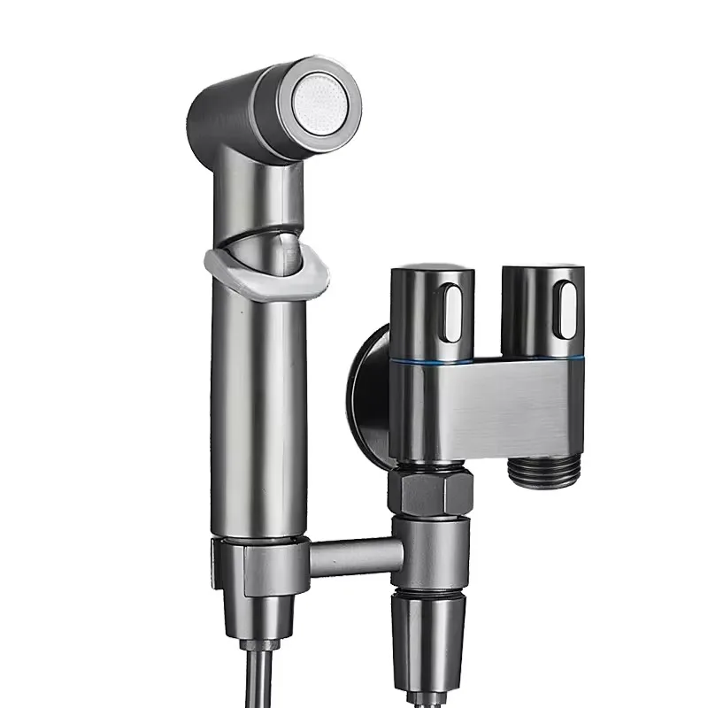 

Handheld Bidet Toilet Sprayer Set with Dual Outlet Angle Valve Stainless Steel Bathroom Shower Accessories