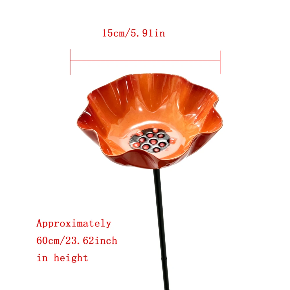 3pcs Handcrafted Metal Flower Garden Stake Ground Insert Iron Floral Sculpture Bird Bath Stake UV Resistant Rust-resistant