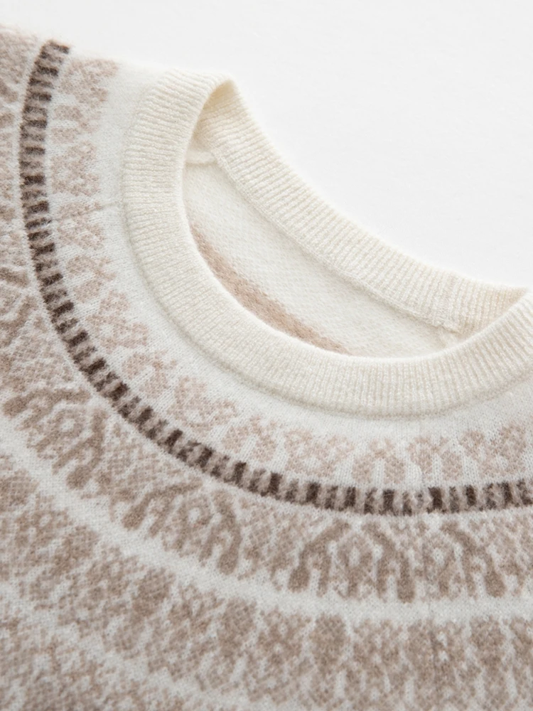 

Sold Out Sold Out Vintage Style Pullover Sweater 100% Cashmere Knitwear Autumn Winter Thick Warm Jacquard Knitting Sweater Tops