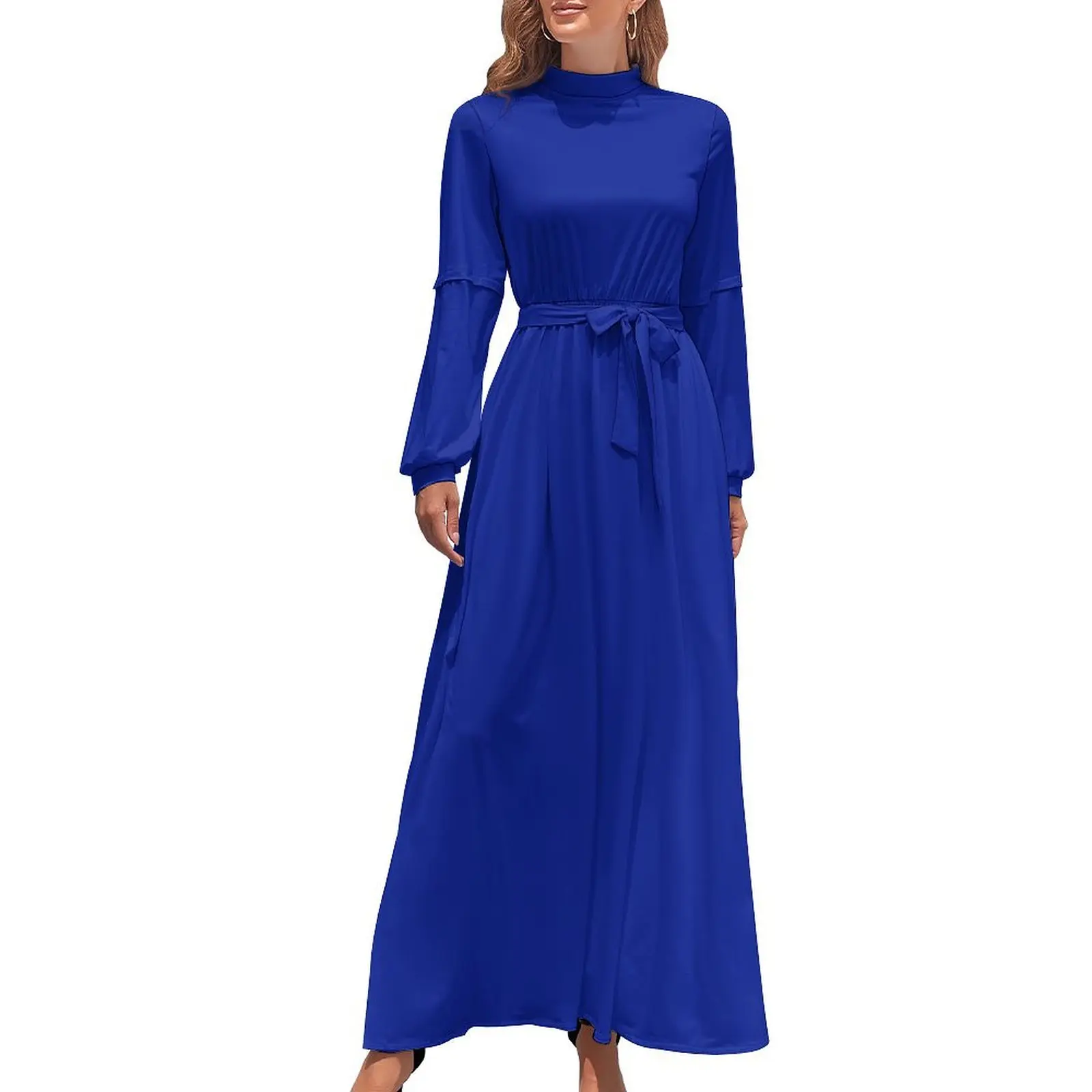 

Indigo Blue Solid Color Long Dress elegant dresses for women cocktail dresses loose summer dress Women long dress