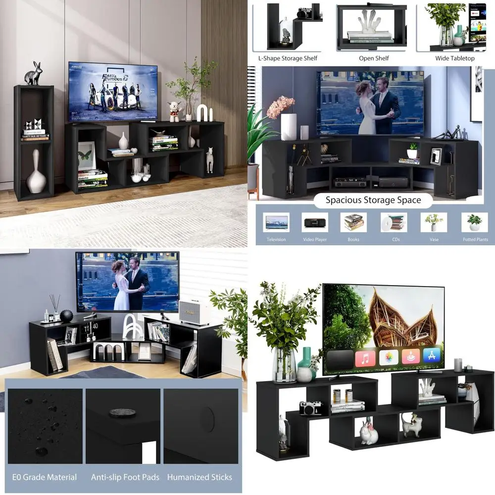 

Тумба под телевизор из 3-х частей, модульный развлекательный центр для телевизоров 50-65 дюймов, минималистичная современная медиа-тумба с открытыми полками для хранения
