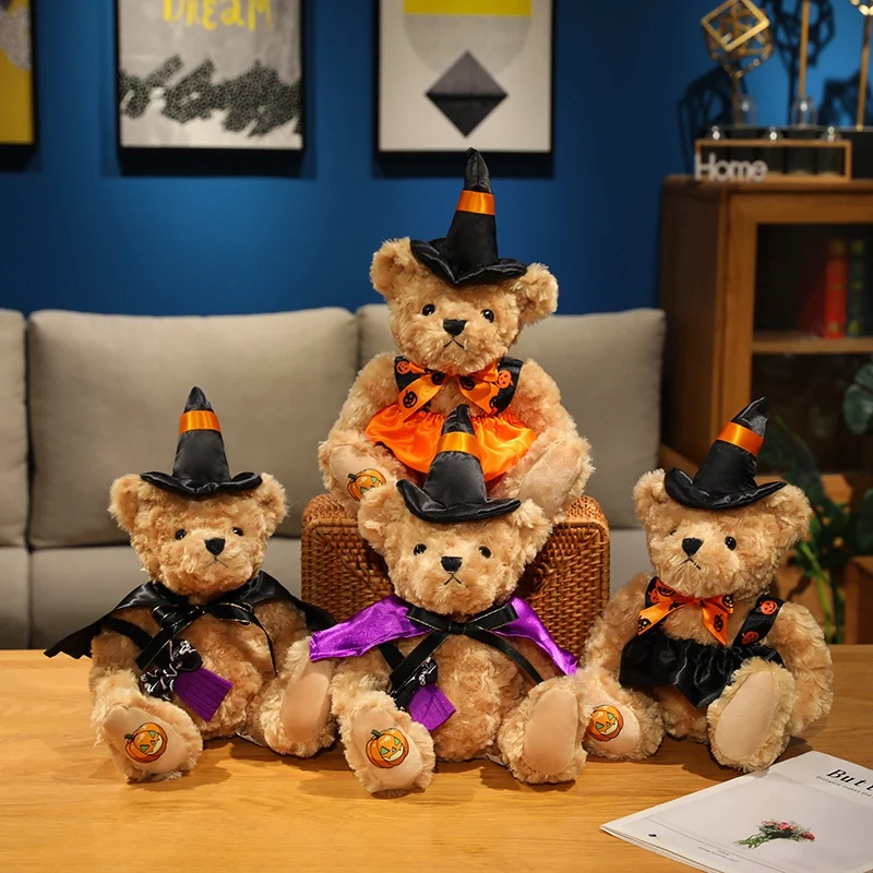 32 سنتيمتر Kawaii الساحرة الدب ألعاب من نسيج مخملي دمى تيدي لطيف محشوة وسادة الحيوان الناعمة لجميع القديسين هدية الكريسماس