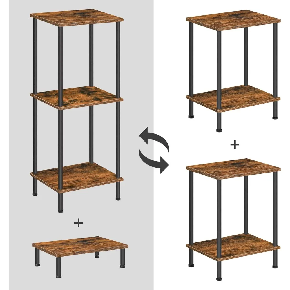 엔드 테이블 2개 세트, 작은 사이드 테이블, 2단 수납 선반이 있는 침대 옆 테이블, 작은 공간을 위한 소파 테이블, 거실,