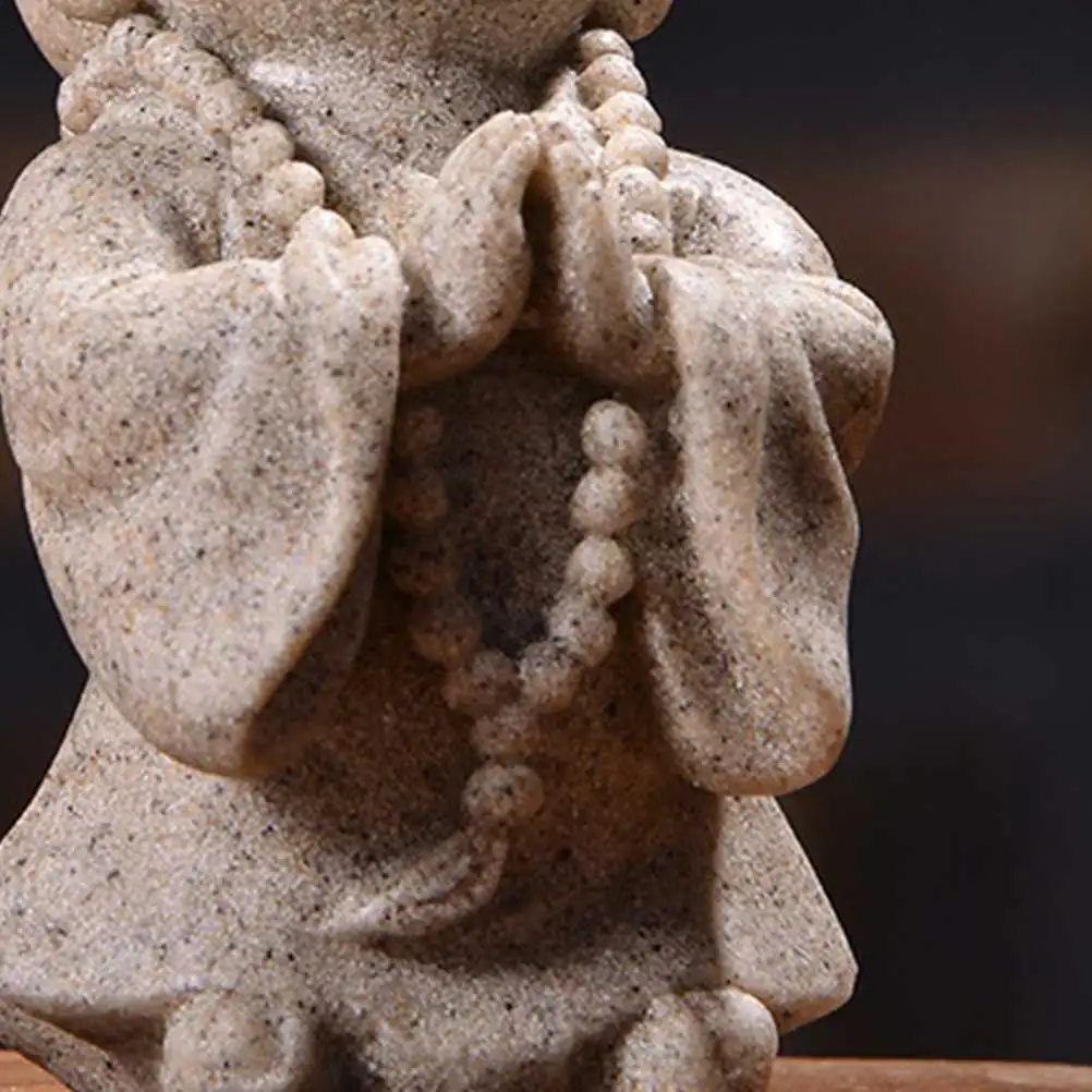 

1Pcs Small Maitreya Statue Handmade Sandstone Resin Craft Vintage Home Decor Desktop Accessory for Office Study Feng Shui Gift