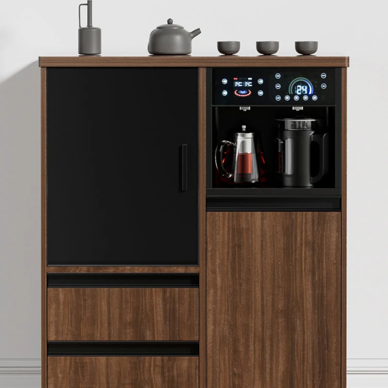 Multi functional household and commercial fully automatic solid wood tea bar machine, ice and hot water dispenser, refrigerator