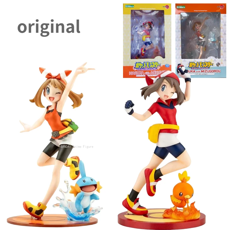 In Stock Original KOTOBUKIYA ARTFX J Pokemon May HARUKA WITH MIZUGOROU HARUKA WITH ACHAMO Anime Action Figure Toys Collectible