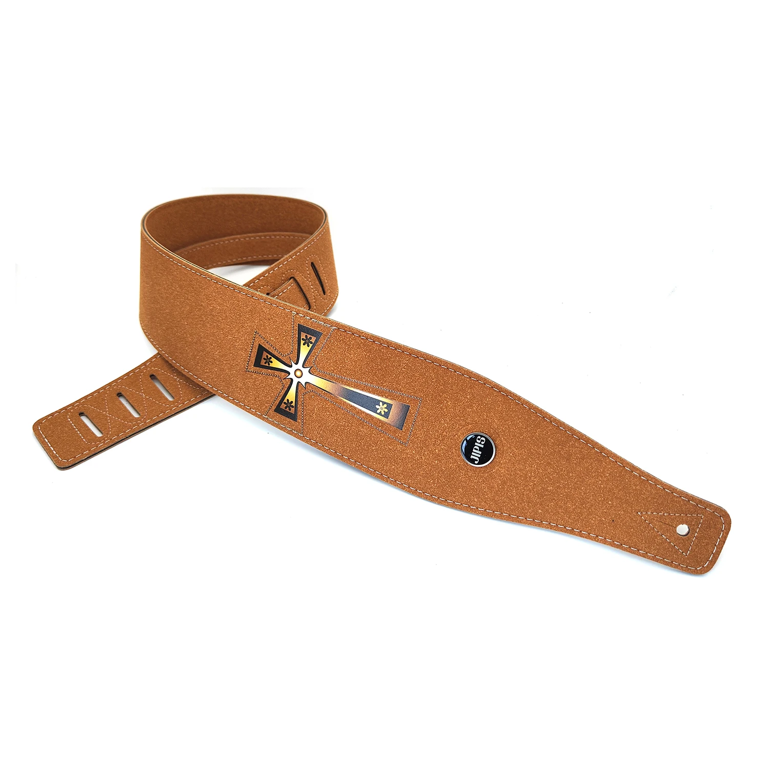 JIPIS Suede Guitar Strap Classic Anti-Slip, PU Guitar Strap with Lightning Bolt & Flame Themed Adjustable Length for All Guitars