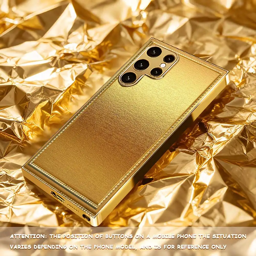 Luxury Gold Protective cover High-end Electroplating Glass PhoneCase for Samsung Galaxy S26 S25 S24 S23 S22 S21 FE,Ultra,Plus