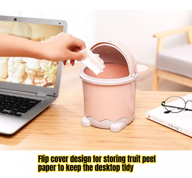 المنزل البسيطة المغطاة الكرتون سطح المكتب سلة المهملات مريحة الإبداعية سلة المهملات لغرفة المعيشة غرفة نوم المطبخ سلة ورق صغيرة #2