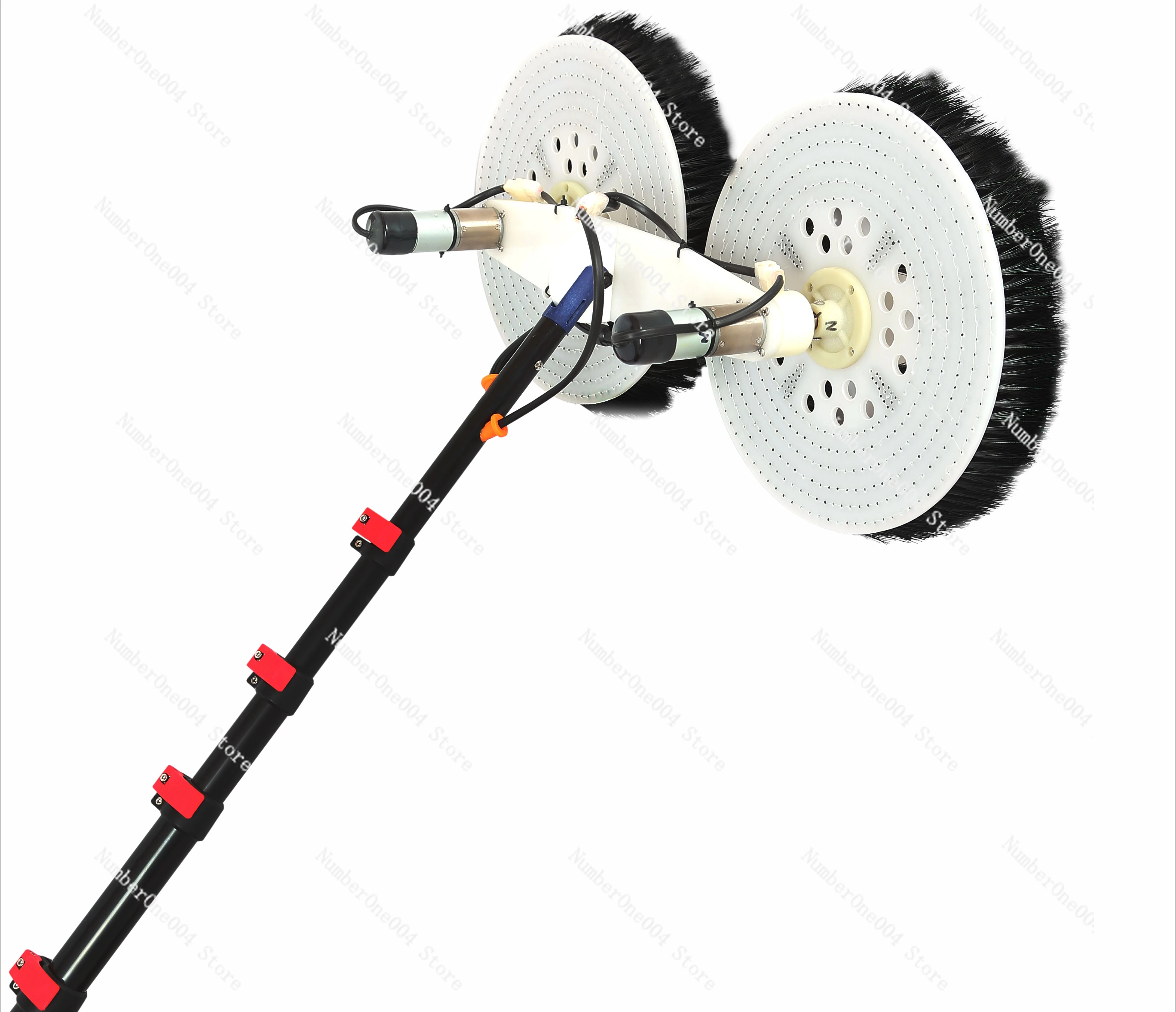 automatic electric rotating double head cleaning brush solar photovoltaic panel cleaner with telescopic pole