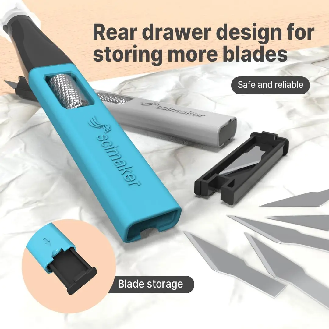 Cuchillo artesanal de precisión Scimaker HKA51 con almacenamiento de cuchillas - Cuchillo para hobby Exacto Knife con 5 adicionales # 11 hojas para manualidades DIY