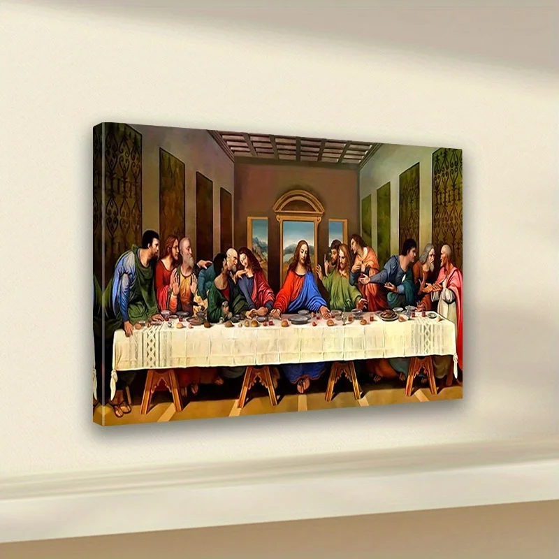 Lienzo impreso The Last Supper con marco de madera, decoración de pared Art Deco clásica para el hogar, la oficina, la sala de estar, el dormitorio, la cocina, 1 ud.