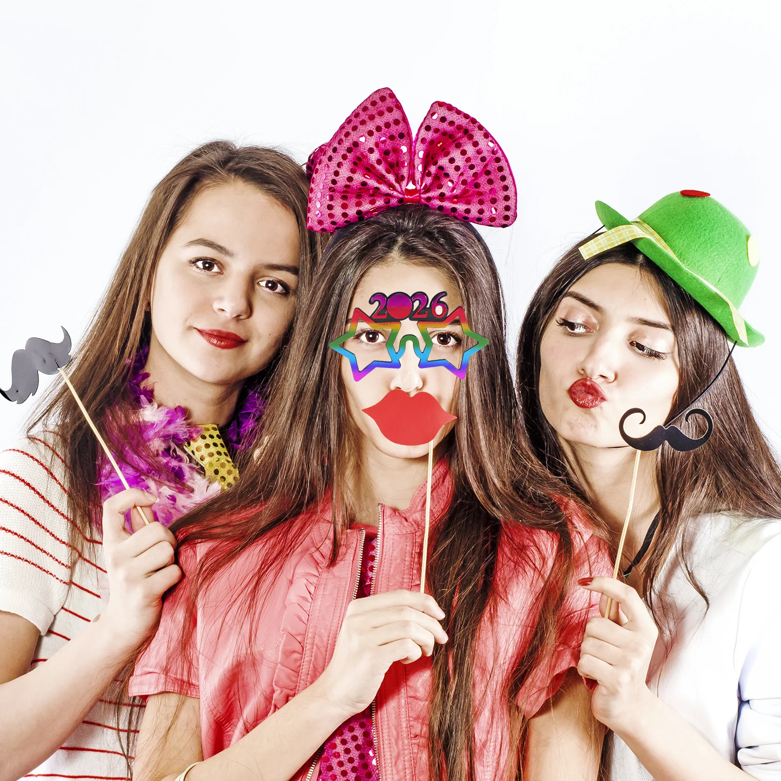 

6Pcs 2026 Party Glasses New Year's Eve Eyewear Novelty Plastic Photo Booth Props Vibrant Colors Graduation Holiday Party Favor