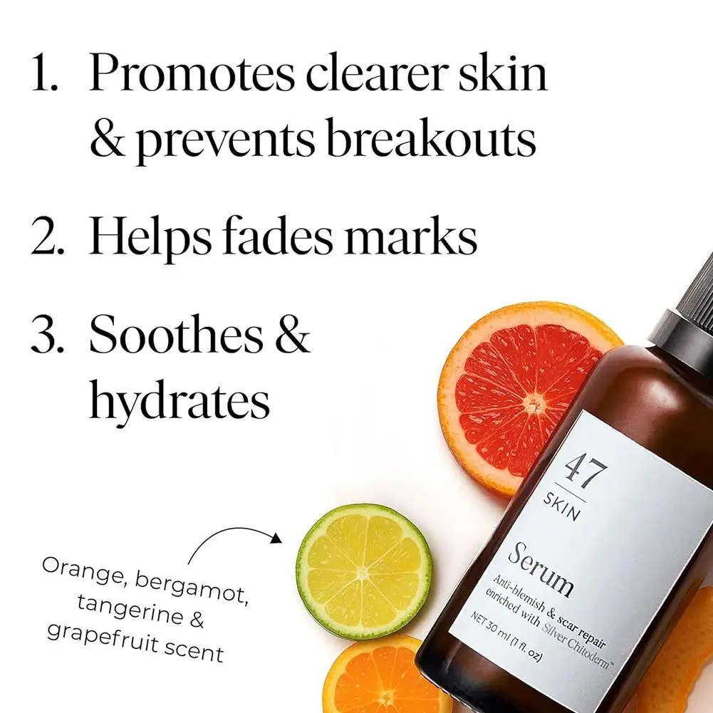 47 Skin Serum 15ml Anti-Blemish Scar Repair Serum Clears Acne Reduces Inflammation Lightens Pigmentation For Blemish-Prone Skin