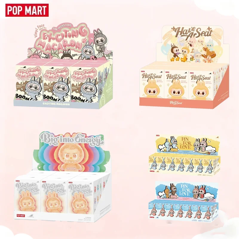 

Кукла popmart labubu V1 V2 V3 V4 The Monsters Macaron, есть сиденье, большая в энергию, булавка для серии Love, комбинированная слепая игрушка