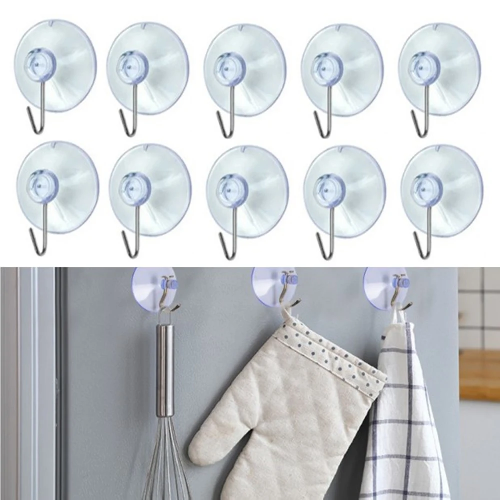 

10pcs Wall Hooks Hanger Clear Strong Transparent Suction Cup Sucker Hooks Bathroom Wall Mount Key Clothes Coat Towel Hooks