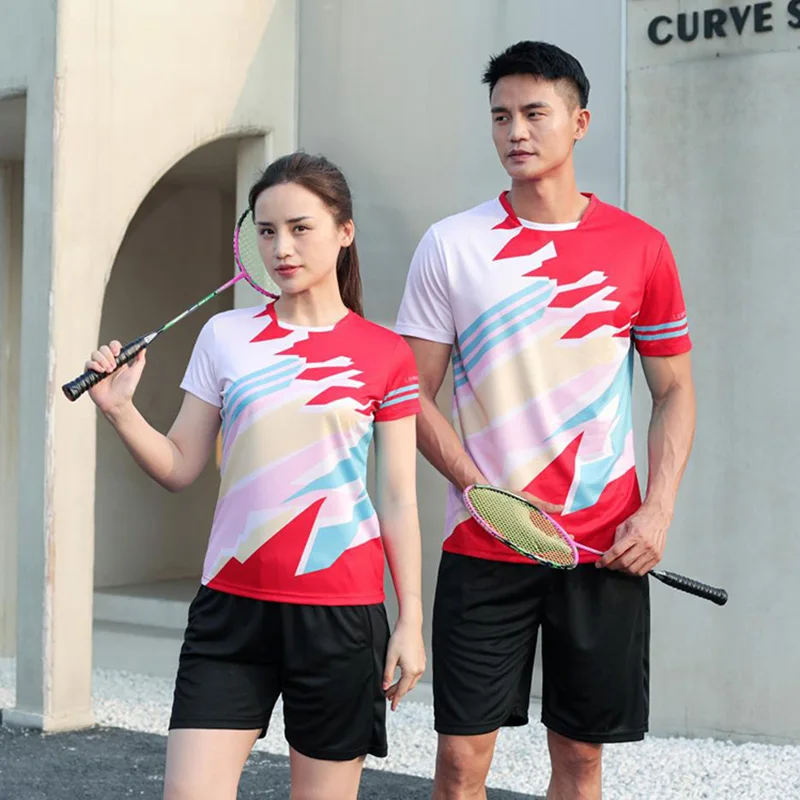 Camiseta de manga corta de bádminton para adultos, Camiseta deportiva con estampado de sublimación completa, ajuste seco, entrega rápida, camisetas para correr, Verano