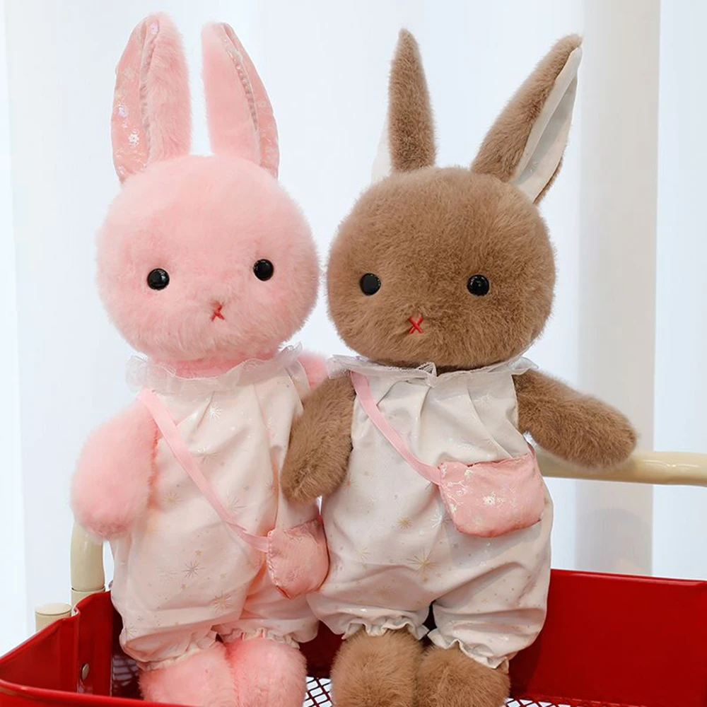 

28cm Super Cute Backpack Rabbit Plush Toy Cute Drag Bunny Doll Wow Doll To Send Girls Birthday Christmas Gift Dress Up