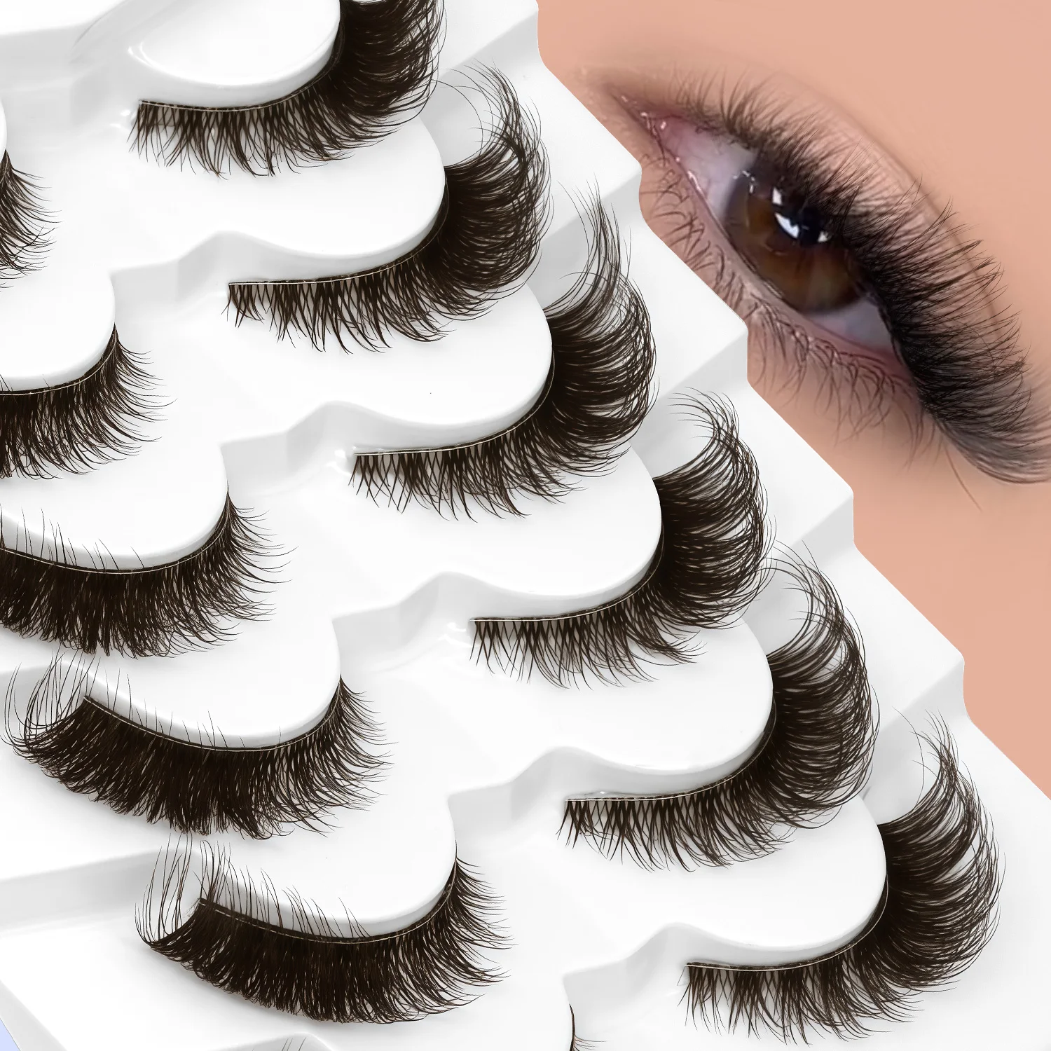 VELTRINAY キャットアイまつげ つけまつげ ブラウンまつげ クリアバンドつけまつげ フェイクミンク ふわふわまつげ メイクアップ