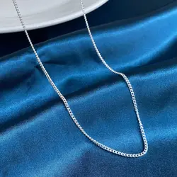 Collar de plata de ley 925 para hombre y mujer, cadena lateral de 2MM, 40-75cm, abalorio, regalo de boda, joyería, accesorios de Navidad