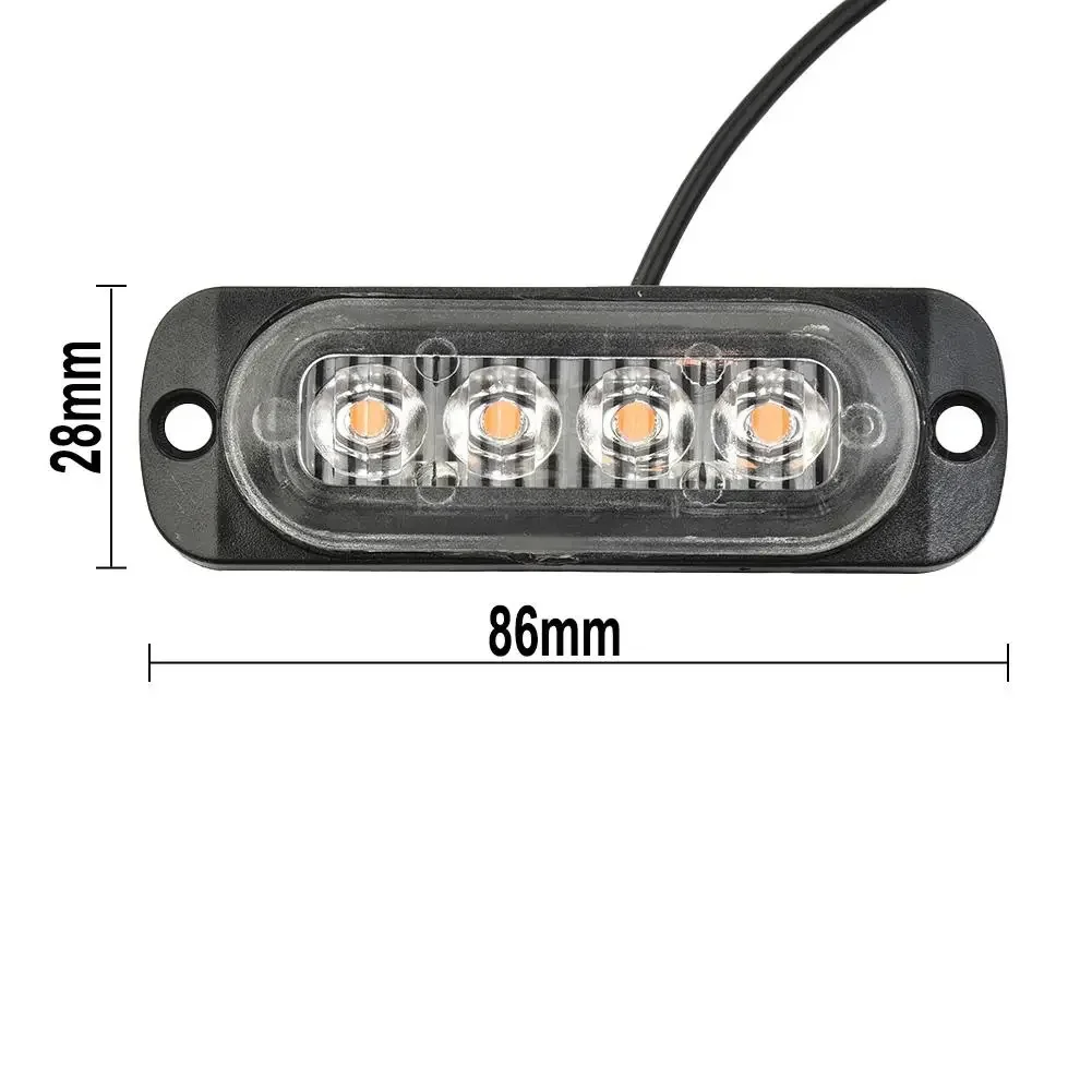 DC 12V-24V Amber 4LED Glare Work Light 800LM Driving Fog Off-Road SUV Car Boat Light (Always On) 333mA Car Urgent Light