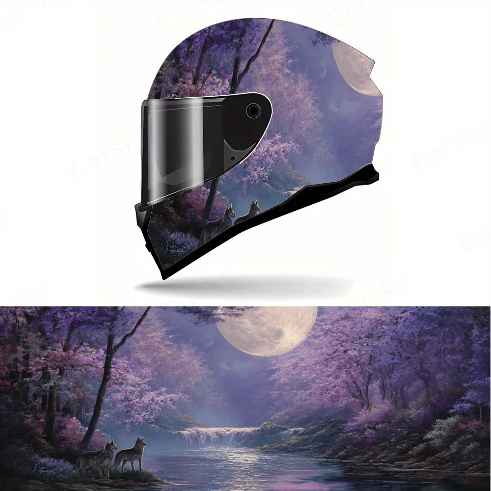 

Night Sky & Waterfall Helmet PVC Protective Sticker, Motorcycle Helmet Exterior Decorative Accessory, Waterproof & Self-adhesive