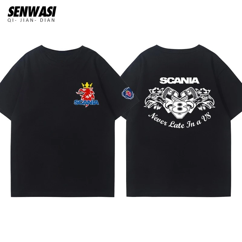 

2025 Summer Scania Truck Print T-shirt Y2Y Harajuku T-shirtCamisetas Surf Hombre Camiseta Surf Surf Changing Loose Tee Top Pirnt