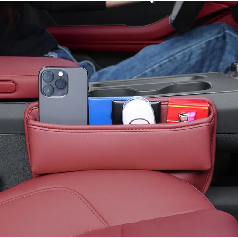 Hot Selling Leather Car Seat Gap Filler Storage Box Keys Card Cup Phone Holder USB Cable Hole Organizer Bag Interior Accessories
