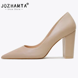 JOZHAMTA Size 36-43 2023 New 10 Colors Women High Heel Pumps Sexy Office Lady Shoes Women Square Heels Pu Leather Footwear