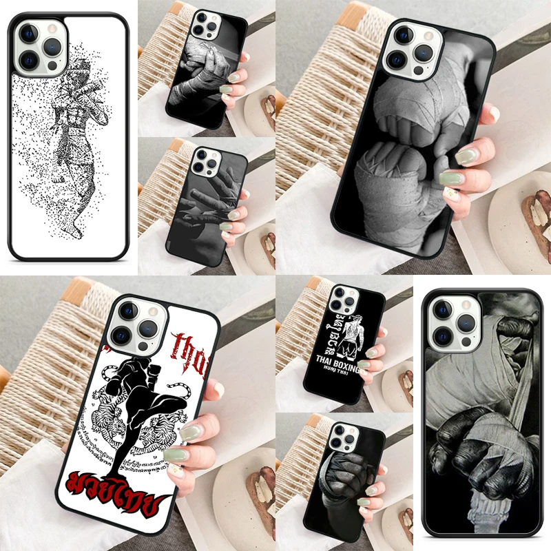 Muay Thai Kickboxing Fight Phone Case For iPhone 16 15 14 11 12 13 mini Pro  XR XS MAX Plus coque Cover Shell