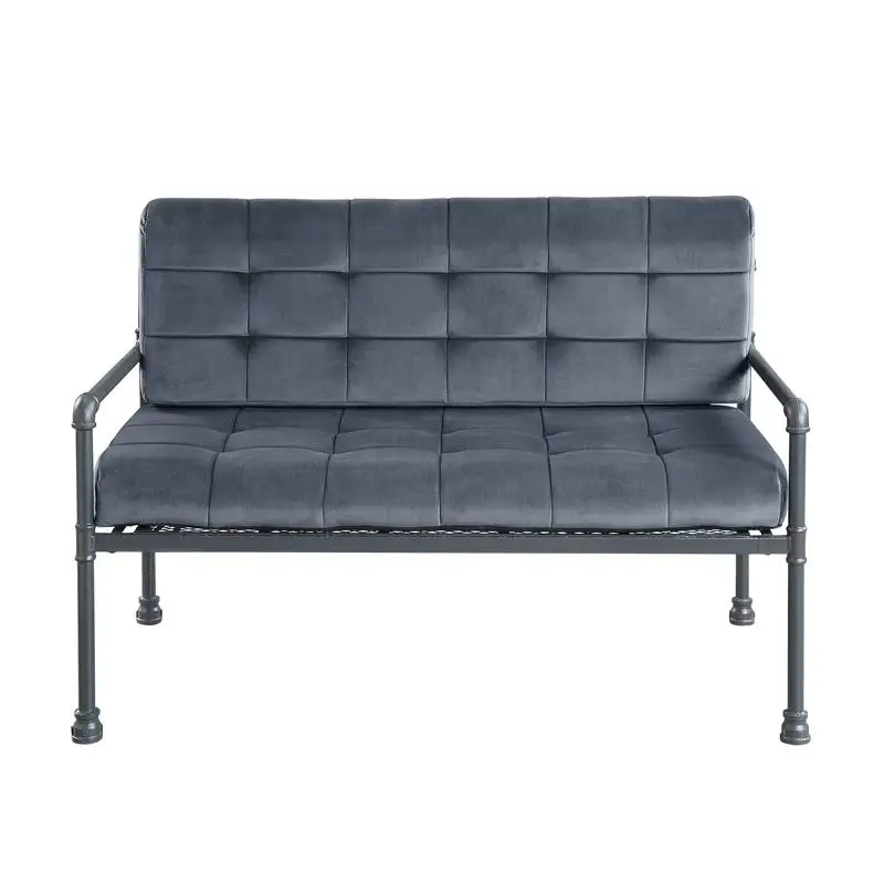 مقعد Loveseat باللون الرمادي المخملي مع لمسة نهائية رمادية رملية - راحة وأناقة حديثة لغرفة المعيشة الخاصة بك