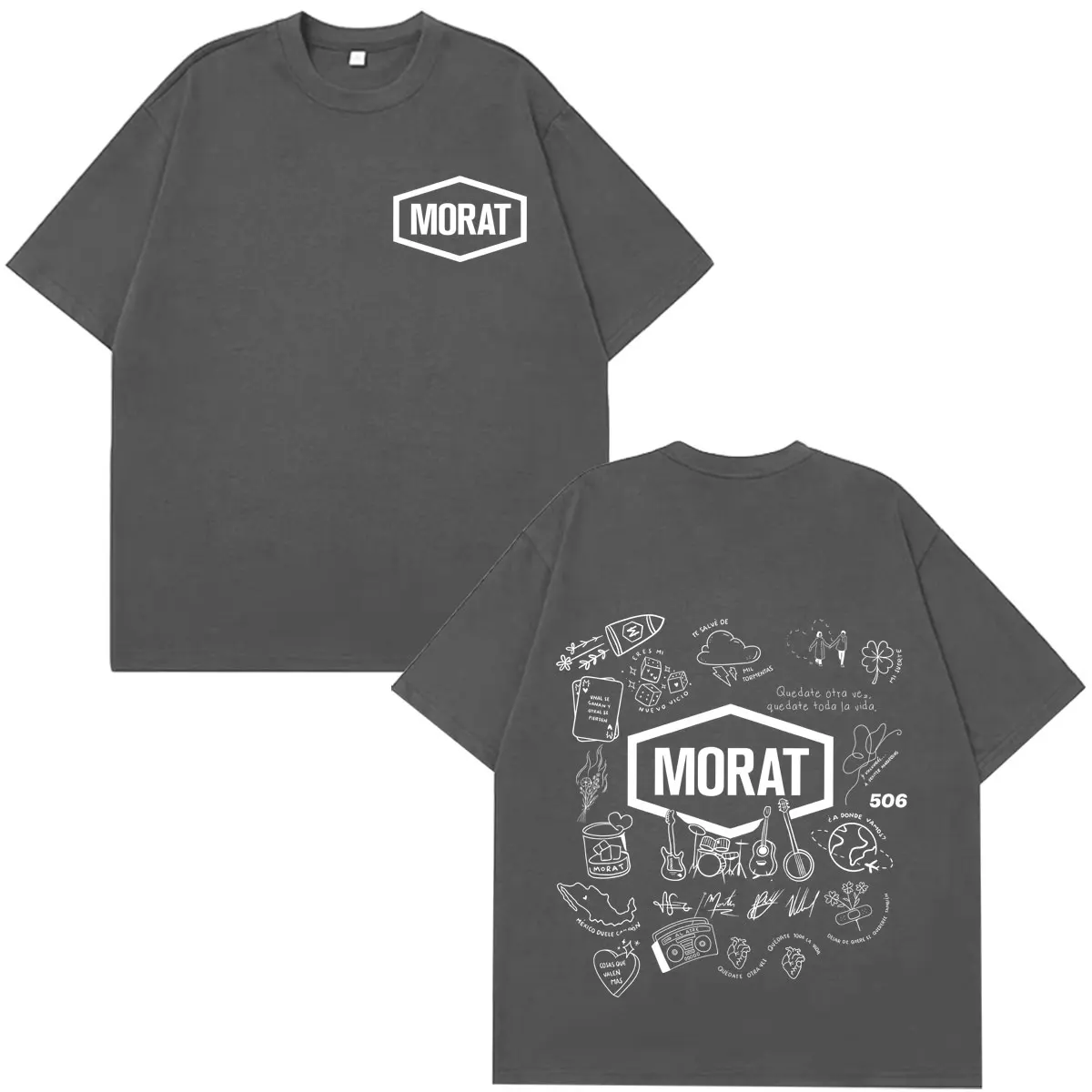 Band Morat World Tour Album 2026 Print T-Shirt für Männer und Frauen, Modische T-Shirts, Kurzarm, Locker, Lässig, Baumwolle, Oversized T-Shirts – Detail 3