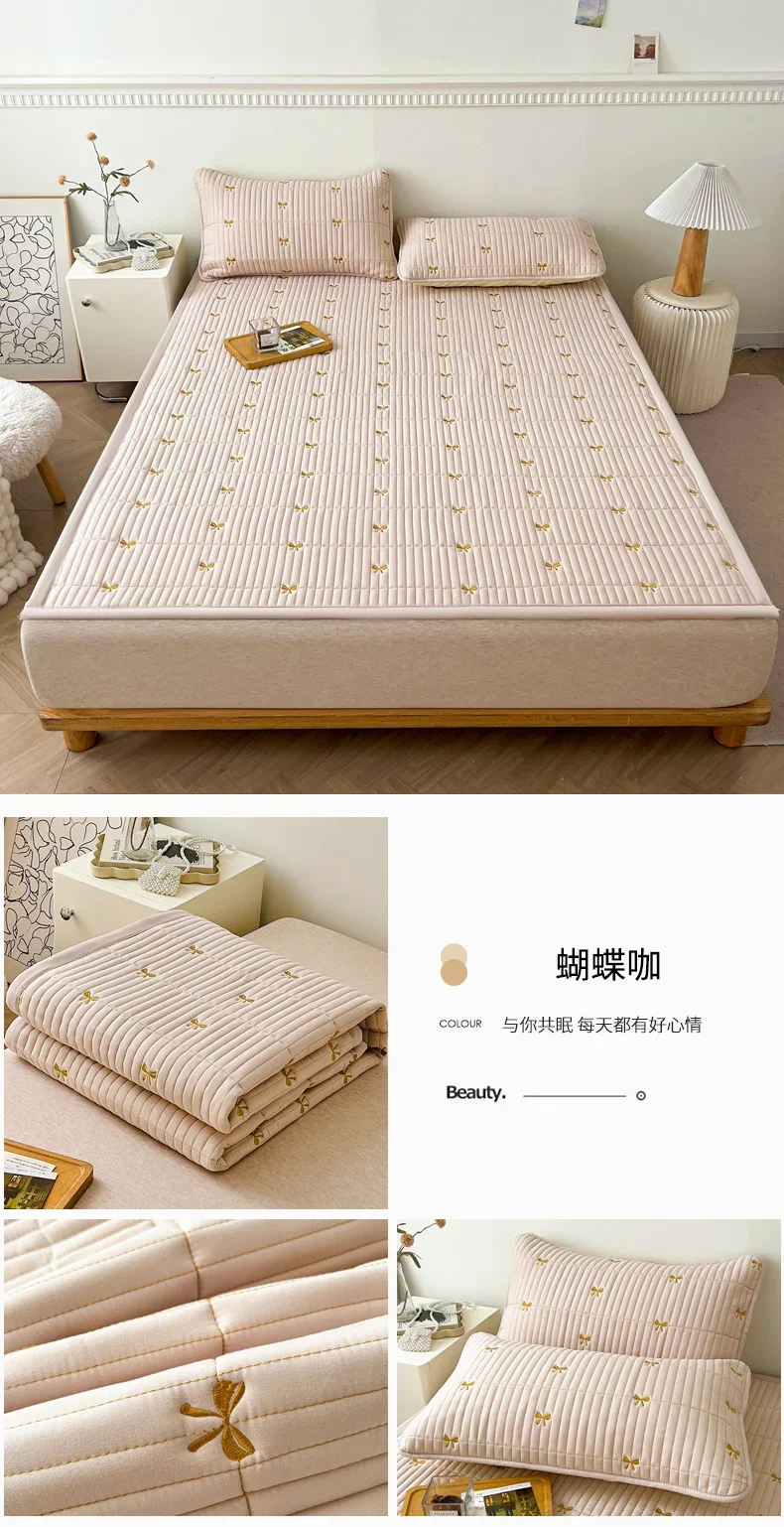 Spring Autumn Comfortable Durable Mattress Toppers Soft Breathable Soybean Fiber Filling Bed Pads Keep Warm Quilted Mattress Pad