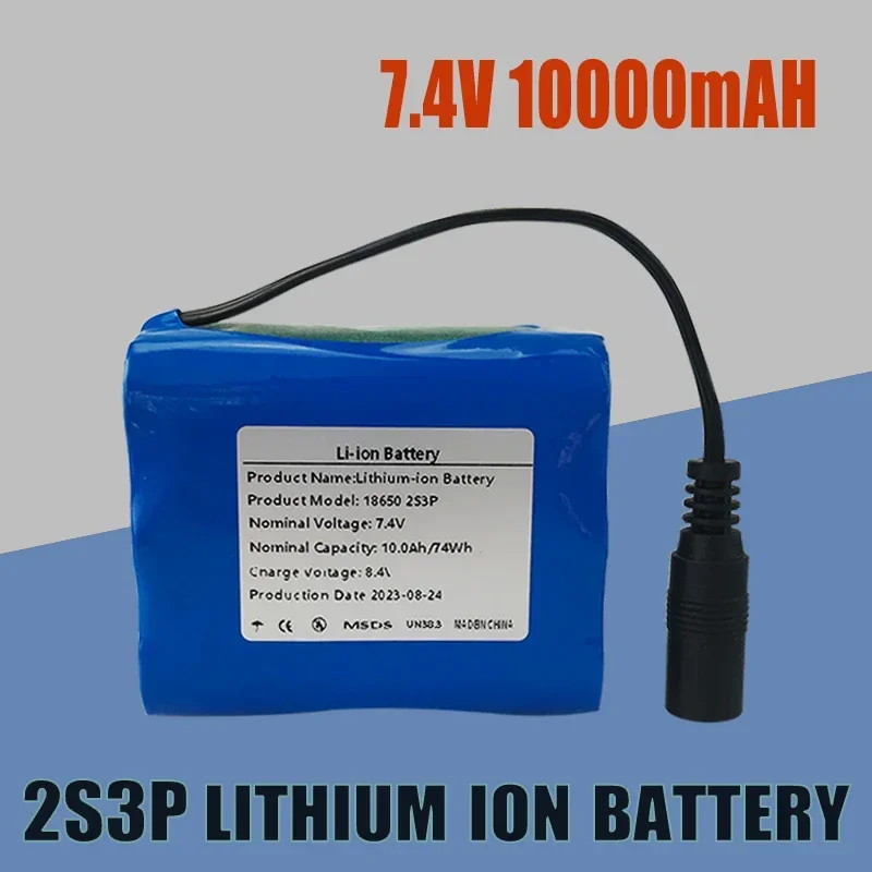 2S3P 7,4 V 10000 mAh akumulator litowy 18650 10 Ah wędkowanie LED Light głośnik Bluetooth akumulator litowo-jonowy