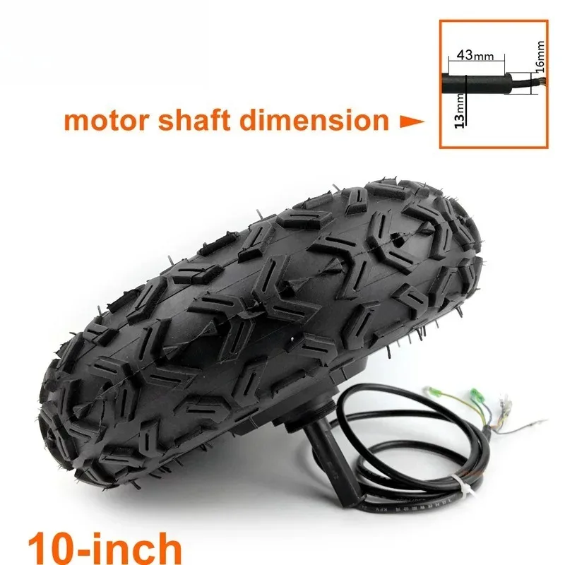 36V 48V 350W 10in Geared Brushless Hub Motor Single Shaft Off‑Road Wheel with Vacuum Tire