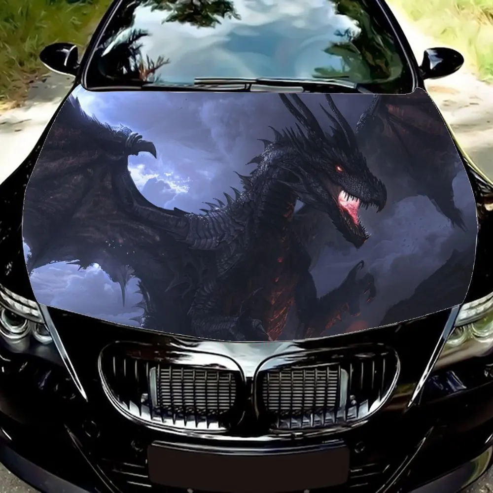 

The Black Dragon Beneath The Clouds Car Hood Wrap Color Vinyl Sticker Truck Graphic Bonnet Auto Accessories Decor Decal Gift