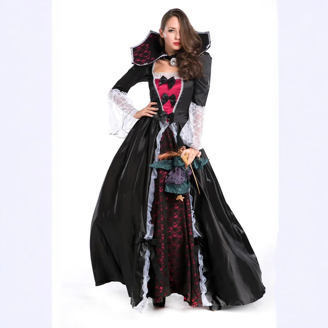 زي ساحرة مصاصة دماء للنساء لحفلات الهالوين والتنكر وعروض الأداء، شخصيات من القصص الخيالية مثل الأميرة سنو وايت