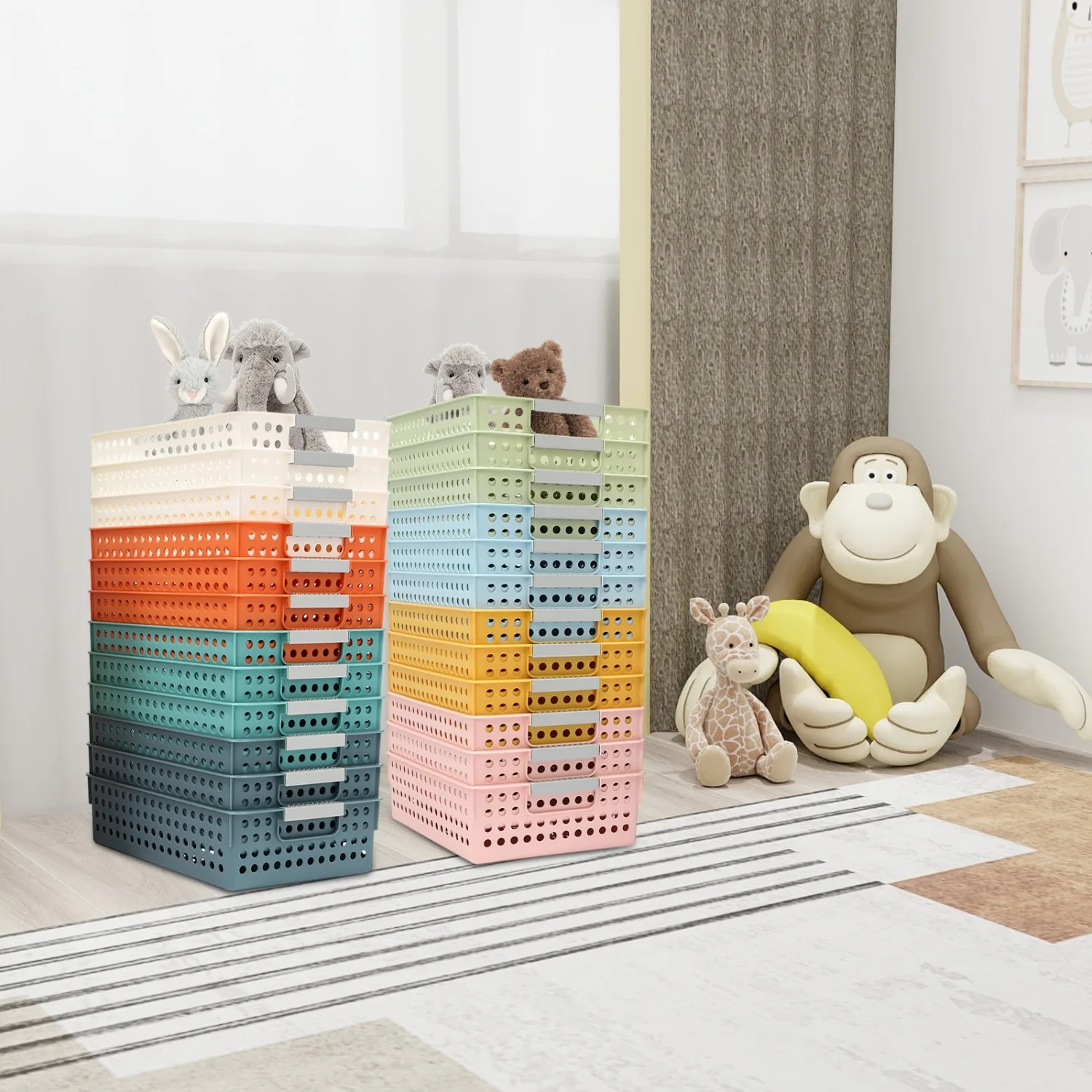 24 Pack Colorful Classroom Storage Organizer Baskets