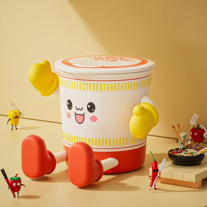 USB Charging Atmosphere Night Light Creative Mobile Phone Holder Ornament Office Entertainment New Instant Noodle Cup Pat Lamp