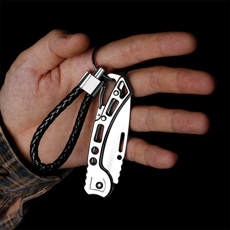 EDC stainless steel pocket knife, mini keychain folding knife, convenient survival knife, for unboxing self-defense