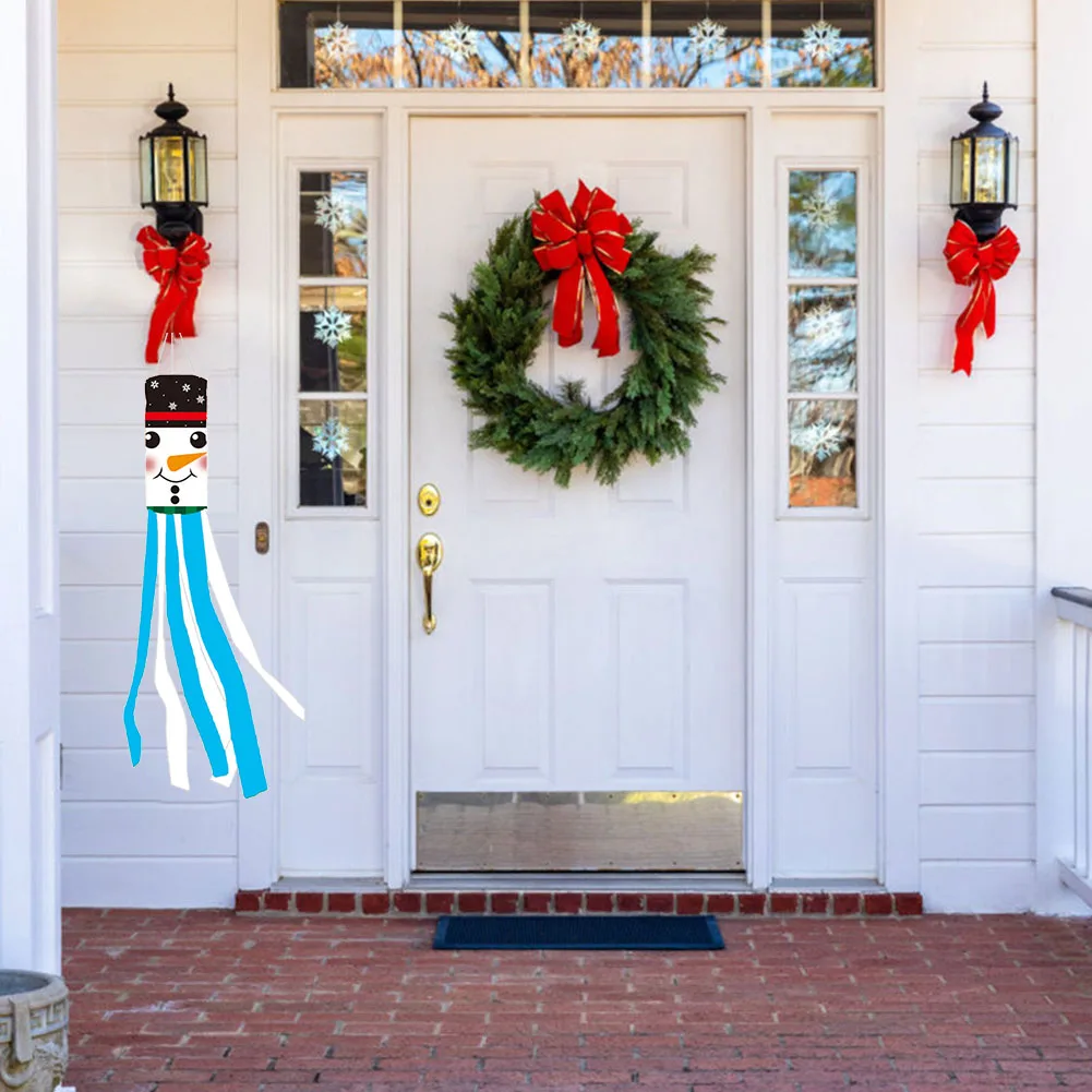 Christmas Snowman Windsock, Polyester Material, Suitable for Office Door Decoration, Enhances Festive Ambiance