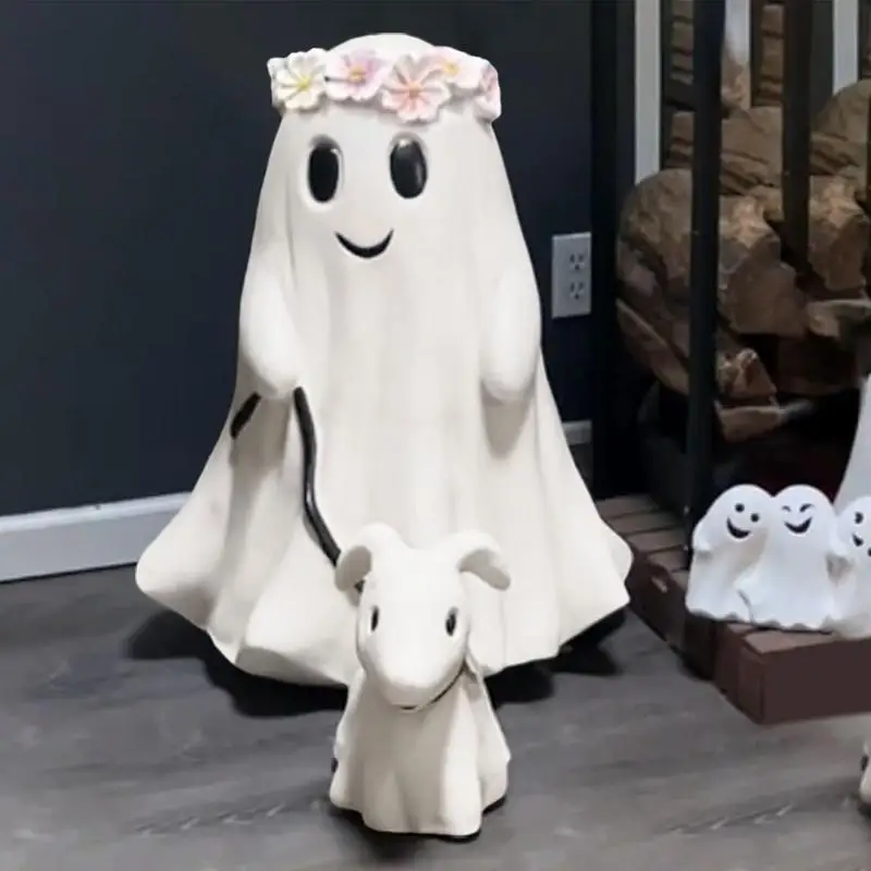 Ghost Dog Statue Halloween Decor Walking Dog Figurine Creative Desk Decoration Multifunctional Party Gift For Indoor Outdoor