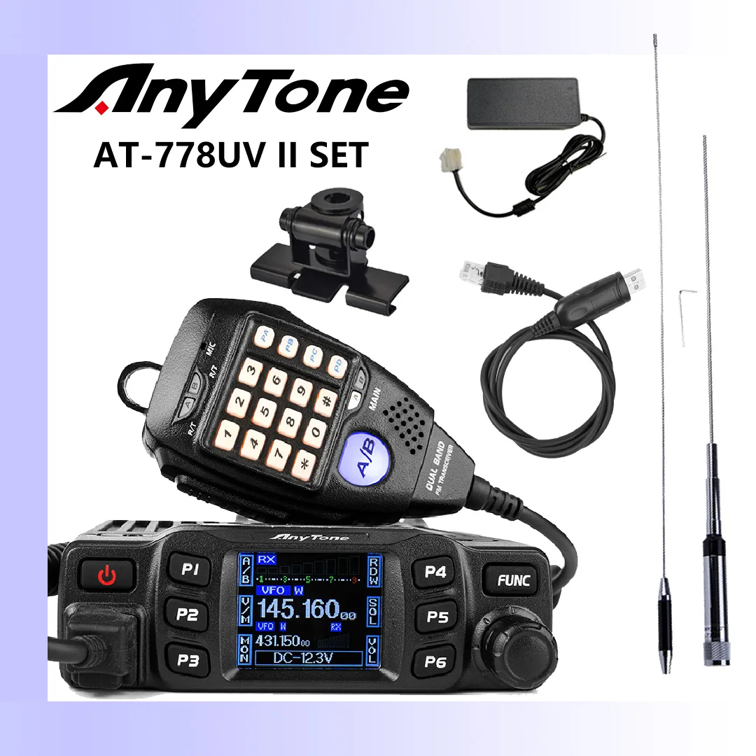 AnyTone AT-778UV II touristes bande Transcsec Mini station de radio mobile VHF 136-174 UHF 400-480MHz AmPueblRadio Walperforated Talkie 25W