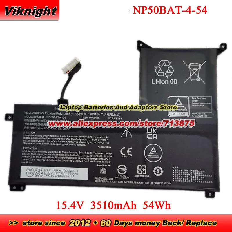 

NP50BAT-4-54 Battery 4ICP7/60/57 6-87-NPSKS-53G00 for Colorful X15 AT for Gigabyte G5 GE KE KF G7 KE for Schenker XMG Focus 16