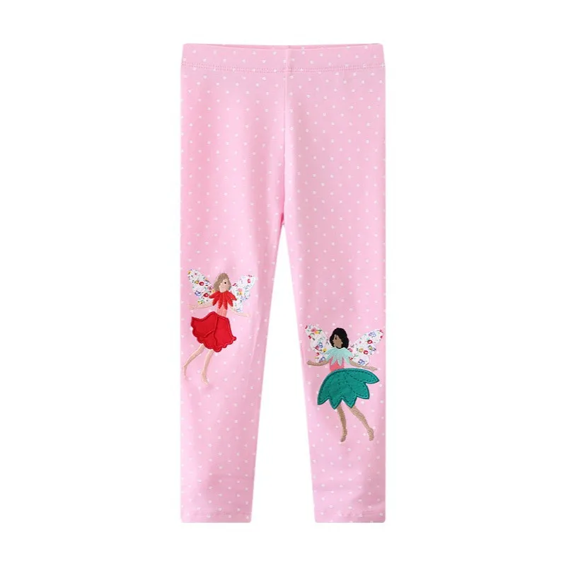 Jumping Meters Girls Blue Leggings Pants Mermaid Embroidery Autumn Spring Full Length Kids Trousers Stripe Toddler Pencil Pants