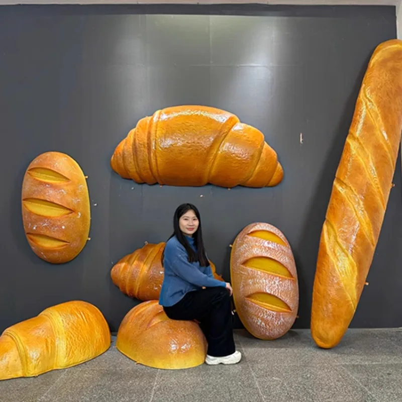 

Baking simulation baguette croissant sculpture custom fiberglass dessert shop door decoration