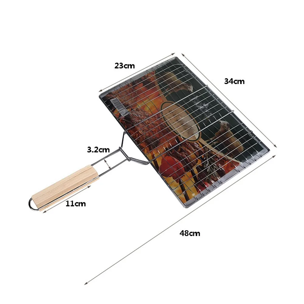 Nuevas cestas plegables de acero inoxidable para parrilla de pescado, rejilla para asar a pescado a prueba de herrumbre, cesta para asar barbacoa reutilizable para verduras