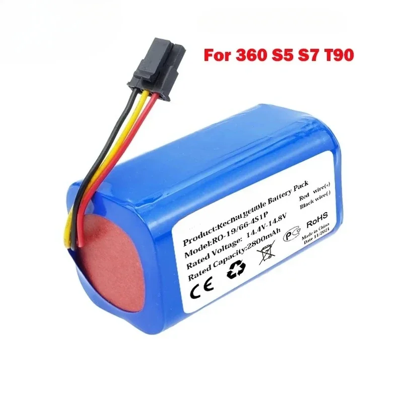 New 14.8V 2800mAh-3400mAh Li-ion Battery Pack For 360 S5 S7 T90 S6 C50 Robot Vacuum Cleaner