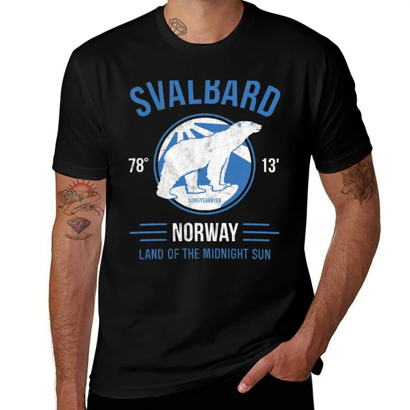 Svalbard Polar Bear - Midnight Sun in Norway T-Shirt Sports Casual Short Sleeve Cotton Tee